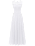 1 x RAW Customer Returns Dressystar 0046 Evening Dress Basic Chiffon Lace Sleeveless Bridesmaid Dresses Floor-Length White S - RRP €56.66