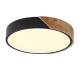 1 x RAW Customer Returns LIGKIN LED ceiling lamp wood 24W ceiling light round 30cm warm light 3000K diameter modern kitchen lamp lamp living room for balcony hallway baby room bedroom dining room black  - RRP €29.99