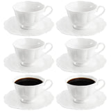 1 x RAW Customer Returns Jucoan Set of 6 Porcelain Tea Cups and Saucers, Bone China Tea Cup Set, 170ml White Porcelain Tea Set, Coffee Cups, Espresso Cups for Latte Tea, British Tea Cups, Gifts for - RRP €29.02