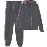 1 x RAW Customer Returns amropi Women s Tracksuit Set Leopard Long Sleeves Hoodie and Jogging Pants Black, 4XL  - RRP €34.95