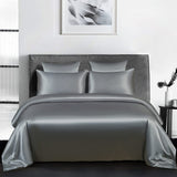 1 x RAW Customer Returns AShanlan Bedding Set Satin 135x200 Grey Plain Duvet Cover 100 Smooth Comfortable Glossy Satin Polyester - 1 Duvet Cover 135 x 200 1 Pillowcase 80 x 80 cm - RRP €28.22