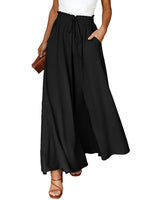 1 x RAW Customer Returns Voqeen Women s Summer Cool Pants Casual Wide Leg Trousers High Waist Elastic with Pockets Comfortable Wide Leg Work Pants Office - RRP €33.99