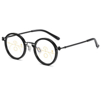 1 x RAW Customer Returns Lanomi Progressive Multifocal Reading Glasses Women Men Round Retro Metal Blue Light Filter Reading Aid Anti Blue Light Glasses with Strength Multifocal Black 2.5 - RRP €18.99