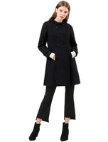 1 x RAW Customer Returns Allegra K Women s A Line Stand-Up Collar Button Down Trench Coat Winter Coat Black M - RRP €93.77