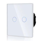 1 x RAW Customer Returns BSEED Normal Touch Switch Standard High Energy Glass Touch Wall Light Switch 110V - 240V Tempered Crystal Plate with LED Backlight 2 Gang 2 Way White - RRP €25.2