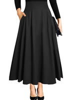 1 x RAW Customer Returns Black Skirt Long Women Summer Elegant High Waist A Line Slit Maxi Skirt Long Skirt with Pockets XL - RRP €32.99