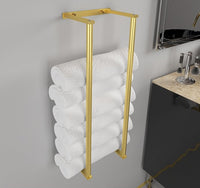 1 x RAW Customer Returns Towel Rack for Bathroom, Wall Mounted Towel Storage Holder, Stainless Steel Bathroom Towel Rack Can Hold 6 Bath Towels for Bath Towels and Hand Towels Gold  - RRP €26.21