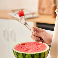 1 x Brand New JCYUANI 2 In 1 Melon Cutter Fruit Fork Stainless Steel Multi purpose Watermelon Slicer Cutter Dessert Forks Watermelon Knife Suitable for Watermelon, Cantaloupe, Dragon Fruit - RRP €20.4