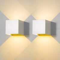 1 x RAW Customer Returns 2 pieces wall light outside inside LED wall lamp outside modern white 12W warm white 3000K IP65 waterproof square aluminum wall light Adjust the light angle Design Easy installation - RRP €48.19