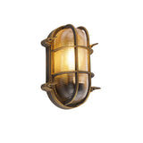 1 x RAW Customer Returns Qazqa - Industrial I Vintage I Outdoor wall and outdoor ceiling light I Ceiling lamp I Lamp I Light gold I Brass I Brass oval IP44 - Noutica I Outdoor lighting - Aluminum Oval - LED suitable E27 - RRP €27.18