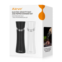 2 x RAW Customer Returns Aieve Electric Salt and Pepper Mill, Set of 2 Spice Mills, Battery Operated Automatic Grinder with Adjustable Coarseness Mill Black and White  - RRP €47.38