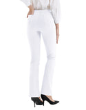 1 x RAW Customer Returns LaiEr Women s Dress Pants Belt Bow Stretch Work Pants Business Casual Straight Leg Yoga Bootcut Pants with Pockets White,Large  - RRP €34.99