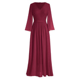 2 x Brand New Odizli Evening Dress Women Long Elegant 3 4 Sleeve V-Neck Lace Chiffon Dress Festive Wedding Wedding Guest Ball Gowns Bridesmaid Dresses Prom Dress Confirmation Dresses Wine Red XL - RRP €120.98