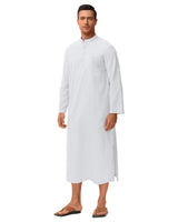 1 x RAW Customer Returns LVCBL Men s Kaftan V-neck Long Sleeve Men s Kaftan Linen Men s Thobe Long Sleeve White M - RRP €25.19