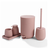 1 x RAW Customer Returns AJEUNGAIN Modern Bathroom Set Pink, Decorative Bathroom Equipment Sets Organizer, Bathroom Set Trash can, toilet brush, soap dispenser and toothbrush cup tray pink  - RRP €58.48