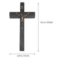 1 x RAW Customer Returns Garneck Christian Wood Wall Cross Art Craft Hanging Zinc Alloy Jesus Christian Cross Gift Wall Decoration for Home Black  - RRP €20.4