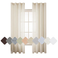 1 x RAW Customer Returns MIULEE Set of 2 Voile Curtains Sheer Linen Curtain with Eyelets Transparent Linen Look Curtain Eyelet Curtain Living Room Window Curtain Translucent Decorative Curtain Bedroom 140 x 225 cm W x H Ivory White - RRP €28.51