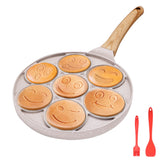 1 x RAW Customer Returns Bobikuke Smiley Pancake Pan, Non-Stick Pancake Maker 7 Holes Fried Egg Pan for Children, 26cm White  - RRP €24.59