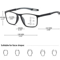 1 x RAW Customer Returns KOOSUFA Progressive Multifocus Anti-Blue Light Reading Glasses Men Women Ultralight TR90 Frame Spring Hinge Computer Glasses Progressive Work Reading Aid Black Gray, 1.5 - RRP €25.2