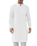 1 x RAW Customer Returns Cicy Bell Men s Kaftan Long Sleeve Button Down Henley Shirt Casual Split White M - RRP €33.26