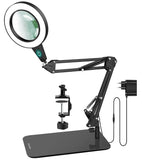 1 x RAW Customer Returns 20 diopter magnifying glass with light and stand, touch control, 2-in-1 LED magnifying glass lamp, desk lamp with large base and clamp, 3 color modes dimmable, magnifying lamp for hobby crafts, black - RRP €70.57