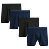 4 x Brand New Nuofengkudu Men s Cotton Boxer Shorts Long Seamless Bulge Underpants with Leg Retro Shorts Spandex Elastic Waistband Comfortable Seamless Breathable Soft Sports Underwear 4 Pack Black Navy Blue L - RRP €110.4