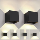 1 x RAW Customer Returns Mille Lucciole 2 Pieces Outdoor Indoor Wall Lights Modern Wall Lamp Black 6W 4500K Natural White IP65 Waterproof Outdoor Wall Lights Square Aluminum Up Down Adjustable Design - RRP €43.36