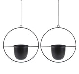 1 x RAW Customer Returns lesolar hanging planters, 2 pieces metal hanging hanging basket, black hanging flower pot for plants, minimalist flower pot for indoor and outdoor use, decoration for home, office - RRP €49.99