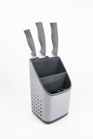 1 x RAW Customer Returns BOAA Fresh cutlery organizer for counter and sink, draining rack cutlery, kitchen utensil holder, BPA free, easy to clean, cutlery basket, white and gray, 3 individual parts for quick cleaning - RRP €19.9