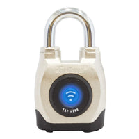 1 x RAW Customer Returns eGeeTouch Outdoor Smart Padlock 4th Generation, Weatherproof, Rugged Design for Commercial Use, Bluetooth NFC Short Shackle  - RRP €66.9