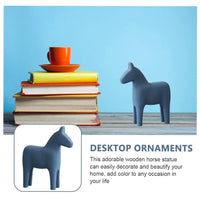 2 x Brand New Kleagary Small Wooden Horse Ornament, Retro Home Decoration, Animals for Desk, Horse Figurine, Mini Rocking Horse, Abstract, Unique, Easy to Use, Blue - RRP €40.8