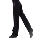 1 x RAW Customer Returns ZYMOZYM Men s Black Side Band Straight Bottom Latin Ballroom Tango Dance Pants - RRP €58.03