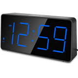 1 x RAW Customer Returns Eachui LED digital alarm clock with charging station, alarm clock with large numbers, brightness and volume adjustable, snooze, 12 24HR, digital clock mains operated blue  - RRP €20.16