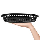 1 x RAW Customer Returns DOITOOL Quick Serving Baskets, 12 Pack Black Bread Baskets for Serving - 9 in Oval Food Baskets Reusable Hot Trays - Dog for Charcuterie - RRP €30.32