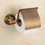 1 x RAW Customer Returns Antique Carving Toilet Paper Holder with Cover, Wall Mounted Single Roll Brass Tissue Dispenser for Bathroom Decor Antique Brass  - RRP €24.19