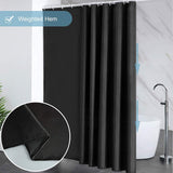 1 x RAW Customer Returns Furlinic shower curtain, extra length, bathroom curtain, anti-mold for shower and bathtub, textile curtains made of fabric, antibacterial, waterproof, extra wide, 240 x 180 cm, black with 16 hooks. - RRP €21.17