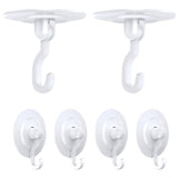 1 x RAW Customer Returns Adhesive Hooks Self-Adhesive Ceiling Hooks Wall Hooks - Strong Removable No Drilling Rotating Round Hooks for Kitchen Bathroom Doors Hanging Clothes Small Plants Towels Decoration Pack of 4 White - RRP €12.1