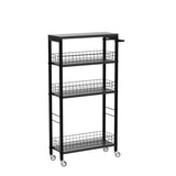 1 x RAW Customer Returns YBING Narrow Storage Cart, Kitchen Cart on Wheels, 4 Tier Mobile Narrow Cart with Wooden and Metal Handle, Extendable Storage Rack, Cart for Kitchen, Living Room, Small Places, - RRP €44.99