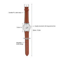 1 x RAW Customer Returns Fashion PU Leather Strap Quartz Watch, Analog Wrist Watches in 3 Colors, Women, Butterfly Pattern, Round Dial Watch, Female Business Quartz Leather Strap Wristwatches Brown  - RRP €52.8