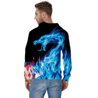 1 x Brand New Freshhoodies 3D Fire Dragon Hoodie Graphic Hooded Sweatshirt with Kangaroo Pocket Christmas Halloween Festival Sweater S - RRP €22.8