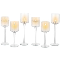 1 x RAW Customer Returns Sziqiqi Pack of 6 glass tea light holders - elegant candle holders, high candle holders, pillar candles, lanterns, table decoration for wedding, dining table, bathroom, birthday party decoration - RRP €40.28