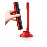 1 x RAW Customer Returns Philips M4501R 34 - Cordless landline telephone, 1.6 inch 4.6 cm display, LCD display, backlight, integrated speaker, speakerphone, HQ sound, thin and compact, red - RRP €44.77