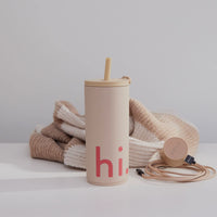 1 x RAW Customer Returns Design Letters Coffee Mug 500 ml Mug with lid straw Travel Mug BPA BPS free Reusable Coffee Mug Coffee To Go Mug with unique closing function Beige - RRP €37.6