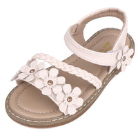 1 x RAW Customer Returns ANBIWANGLUO Sandals Girls Leather Sandals for Girls Summer Shoes Girls Sandals Flowers White, 34 EU Label Size 35 - RRP €25.2