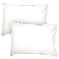 1 x RAW Customer Returns MATT ROSE Pillowcases 65x65 cm Set of 2 Plain with Fringes WASHED Cotton 100 Washed Cotton Oeko-TEX White - RRP €26.0