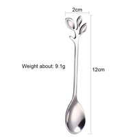 22 x Brand New 5 piece coffee spoon set, mini spoon stainless steel teaspoon, ice cream dessert spoon leaf shape handle spoon creative spoon for cocktail tableware, party, coffee, tea, fruit, silver - RRP €219.78