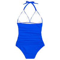 1 x RAW Customer Returns Durio Women s Swimsuit Triangle V Neck Deep Back Figure Shaping One Piece Swimwear Swimsuit Sexy Blue L - RRP €30.24