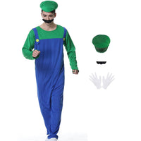 3 x Brand New Adult Men s Cosplay Super Bros Costume Green, Party Fancy Jumpsuit Overall Fancy Dress Costume Set with Mustache Cap Gloves for Halloween Christmas S - RRP €57.6