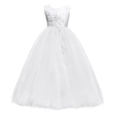 1 x RAW Customer Returns IMEKIS Girls Flower Dress Elegant Wedding Bridesmaid Party Dress Princess Sleeveless Lace Tulle Maxi Dress Birthday Pageant Ball Gown Festive Cocktail Evening Dress Ball Gown White 11-12 - RRP €37.06