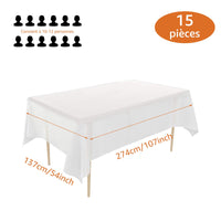 1 x RAW Customer Returns JMIATRY 15 pieces disposable tablecloth birthday, 137 274cm disposable tablecloth made of plastic, disposable tablecloth white wedding, tablecloth white disposable - RRP €22.18